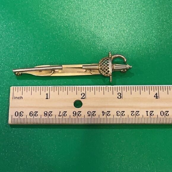 Vintage Signed Anson Gold-tone Sword Tie Clip - Picture 2 of 5